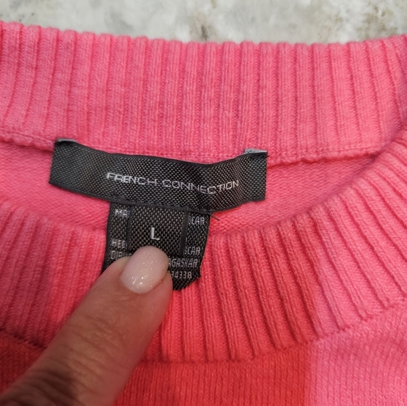 French Connection Pink Ribbed Pullover Sweater Women’s Size Large - Picture 2 of 7